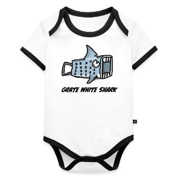 Grate White Shark – animal print - Organic Baby Contrasting Bodysuit - white/black  - Front