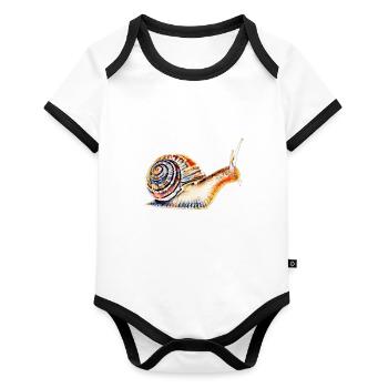 slug - Organic Baby Contrasting Bodysuit - white/black  - Front