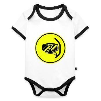 Diving goggles circle icon - Organic Baby Contrasting Bodysuit - white/black  - Front