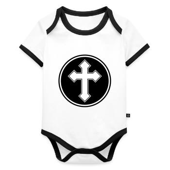 Cross symbol - Organic Baby Contrasting Bodysuit - white/black  - Front