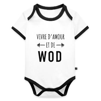 Vivre d’amour et de wod - Body Bébé bio contrasté manches courtes - blanc/noir  - Devant