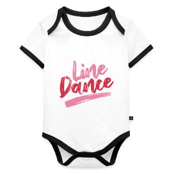 Linedance Linedancing Country Fan - Geschenk - Baby Bio-Kurzarm-Kontrastbody - Weiß/Schwarz  - Vorne