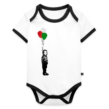 Balloons à Augschbourg - Body Bébé bio contrasté manches courtes - blanc/noir  - Devant
