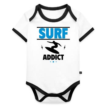 Surf Addict Parfait pour les surfeurs et le plaisir ! - Body Bébé bio contrasté manches courtes - blanc/noir  - Devant