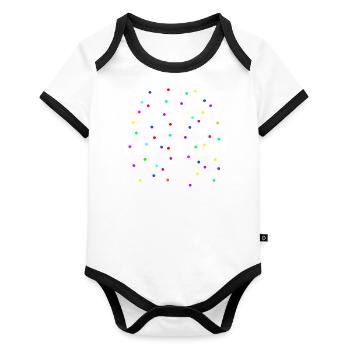 Maximal verkleidet Karneval Fasching - Baby Bio-Kurzarm-Kontrastbody - Weiß/Schwarz  - Vorne