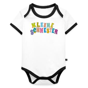 kleine Schwester - Baby Bio-Kurzarm-Kontrastbody - Weiß/Schwarz  - Vorne