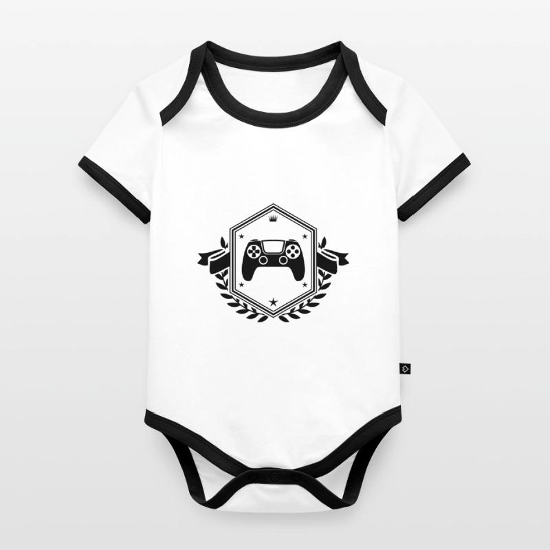 Gamepad Crest Controller Organic Baby Contrasting Bodysuit