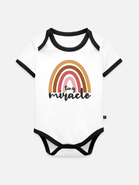 tiny miracle - Baby Bio-Kurzarm-Kontrastbody - Weiß/Schwarz 