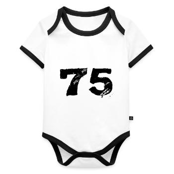 75 Number jersey - Organic Baby Contrasting Bodysuit - white/black  - Front