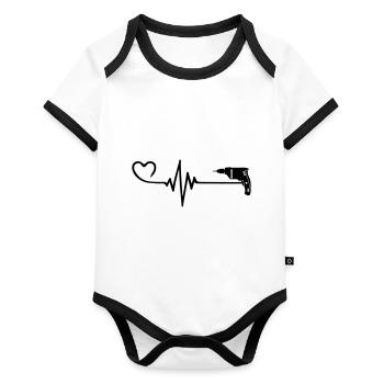 Drill Pulse Heart Love - Organic Baby Contrasting Bodysuit - white/black  - Front