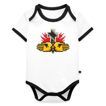 Pixelart No. 6 (pray) - color - Organic Baby Contrasting Bodysuit - white/black  - Front