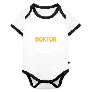 Docteur - Body Bébé bio contrasté manches courtes - blanc/noir  - Devant