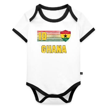 Équipe du Ghana de football - Body Bébé bio contrasté manches courtes - blanc/noir  - Devant
