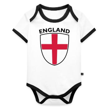 SHIELD ANGLETERRE - Body Bébé bio contrasté manches courtes - blanc/noir  - Devant