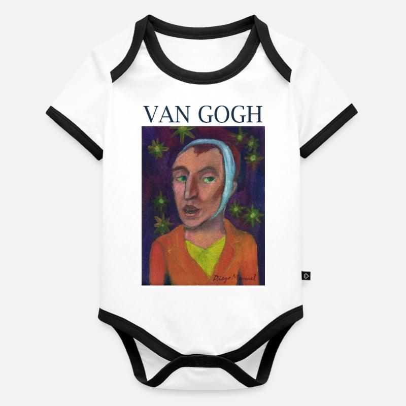 Van Gogh - Body Bébé bio contrasté manches courtes - blanc/noir