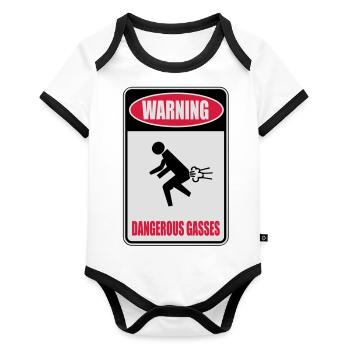Dangerous Prout - Body Bébé bio contrasté manches courtes - blanc/noir  - Devant