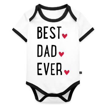 Meilleur papa de tous les temps - Body Bébé bio contrasté manches courtes - blanc/noir  - Devant