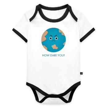 How Dare You | Greta - Organic Baby Contrasting Bodysuit - white/black  - Front