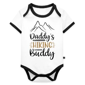 DADDY'S HIKING BUDDY - Baby Bio-Kurzarm-Kontrastbody - Weiß/Schwarz  - Vorne