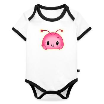Kawaii - Body Bébé bio contrasté manches courtes - blanc/noir  - Devant