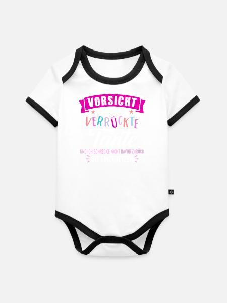 Tante - Baby Bio-Kurzarm-Kontrastbody - Weiß/Schwarz