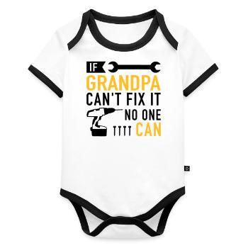 Grandfather - Organic Baby Contrasting Bodysuit - white/black  - Front