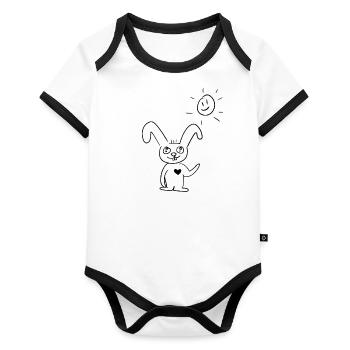 Good morning - Organic Baby Contrasting Bodysuit - white/black  - Front