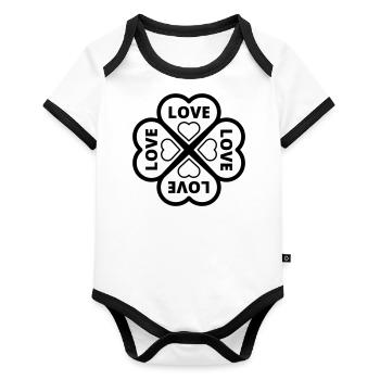 LOVE - Organic Baby Contrasting Bodysuit - white/black  - Front