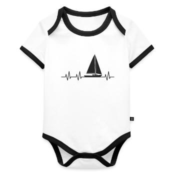Sailing t-shirt - HEARTBEAT SAILING T-SHIRT dark - Organic Baby Contrasting Bodysuit - white/black  - Front