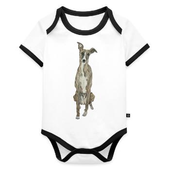 Greyhound Greyhound Dog Love Dog Sport Doglove - Organic Baby Contrasting Bodysuit - white/black  - Front