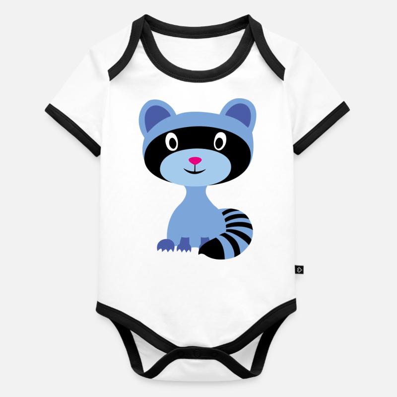Raton laveur - Body Bébé bio contrasté manches courtes - blanc/noir 