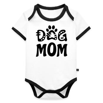 Maman chien - Body Bébé bio contrasté manches courtes - blanc/noir  - Devant