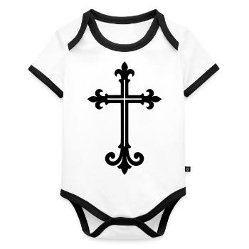 Cross symbol - Organic Baby Contrasting Bodysuit - white/black  - Front