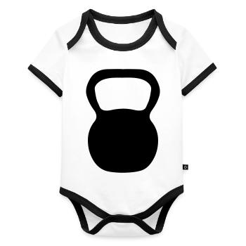 Kettle Bell - Organic Baby Contrasting Bodysuit - white/black  - Front
