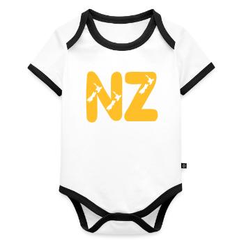 NZ ie New Zealand - Organic Baby Contrasting Bodysuit - white/black  - Front