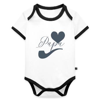 I love dad - Organic Baby Contrasting Bodysuit - white/black  - Front