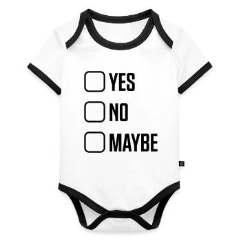 ja nein vielleicht - Baby Bio-Kurzarm-Kontrastbody - Weiß/Schwarz  - Vorne