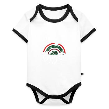 Heiter und fröhlich an Weihnachten - Baby Bio-Kurzarm-Kontrastbody - Weiß/Schwarz  - Vorne