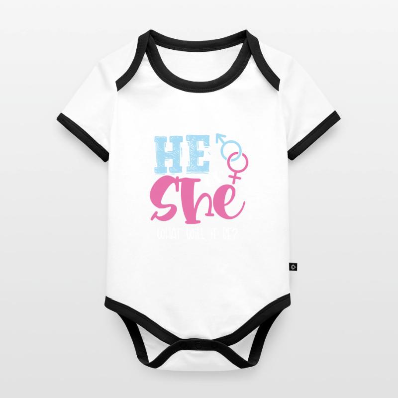 Er Oder Sie, Was Wird Es Sein? Baby Bio-Kurzarm-Kontrastbody