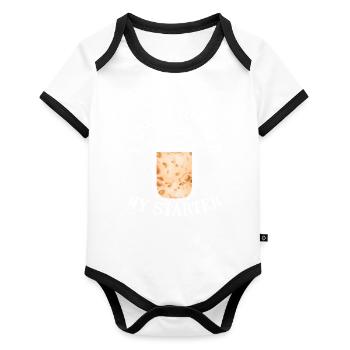 Je pétris la pâte avec l’entrée - Body Bébé bio contrasté manches courtes - blanc/noir  - Devant