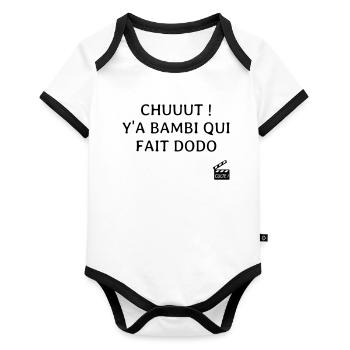 Y'a bambi qui fait dodo... Les 3 frères - Culte ! - Body Bébé bio contrasté manches courtes - blanc/noir  - Devant