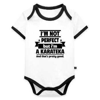 Pas parfait, mais un karatéka, ça suffit - Body Bébé bio contrasté manches courtes - blanc/noir  - Devant