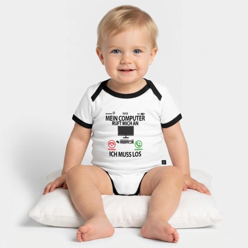 Computerfreak Computer Nerd Computernerd Sprüche Baby Bio-Kurzarm-Kontrastbody