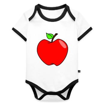 Apple - Organic Baby Contrasting Bodysuit - white/black  - Front