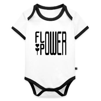 FLOWER POWER - Organic Baby Contrasting Bodysuit - white/black  - Front
