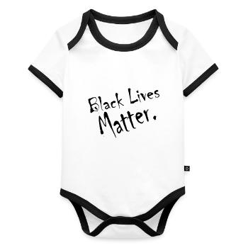Schwarze Leben zählen - Baby Bio-Kurzarm-Kontrastbody - Weiß/Schwarz  - Vorne