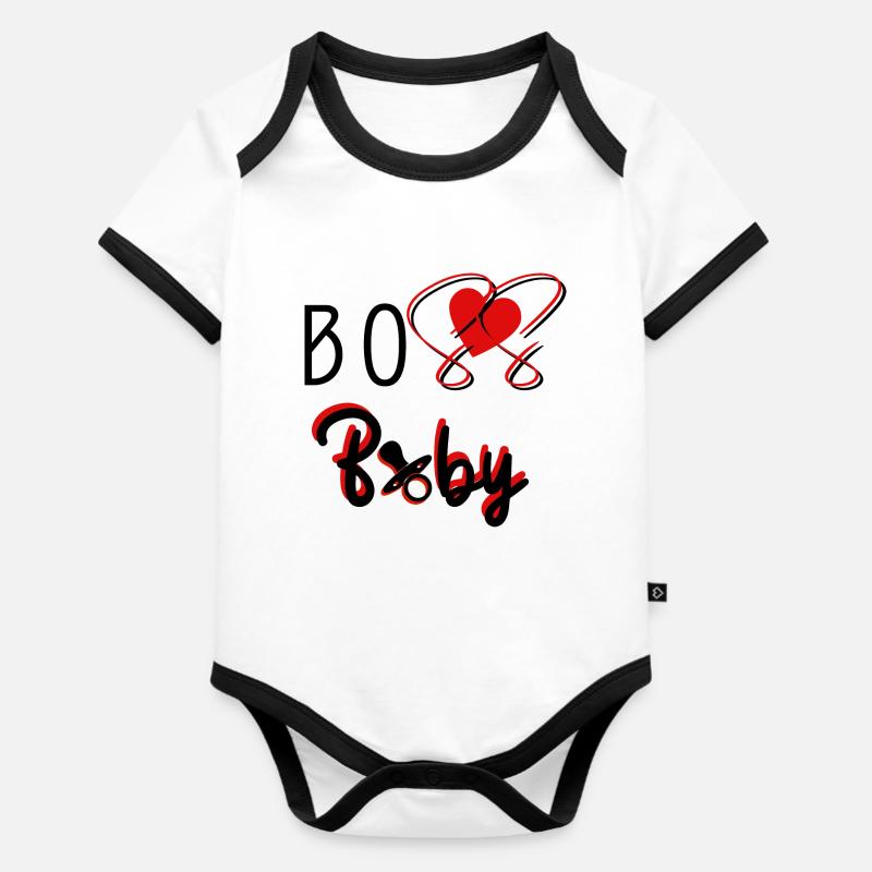 Bosss Baby - Body Bébé bio contrasté manches courtes - blanc/noir