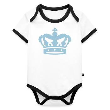 Couronne - Body Bébé bio contrasté manches courtes - blanc/noir  - Devant