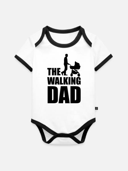 The Walking Dad - Baby Bio-Kurzarm-Kontrastbody - Weiß/Schwarz