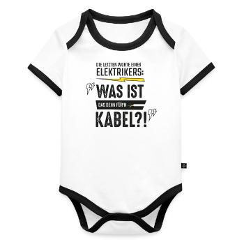 Der Elektriker - Baby Bio-Kurzarm-Kontrastbody - Weiß/Schwarz  - Vorne